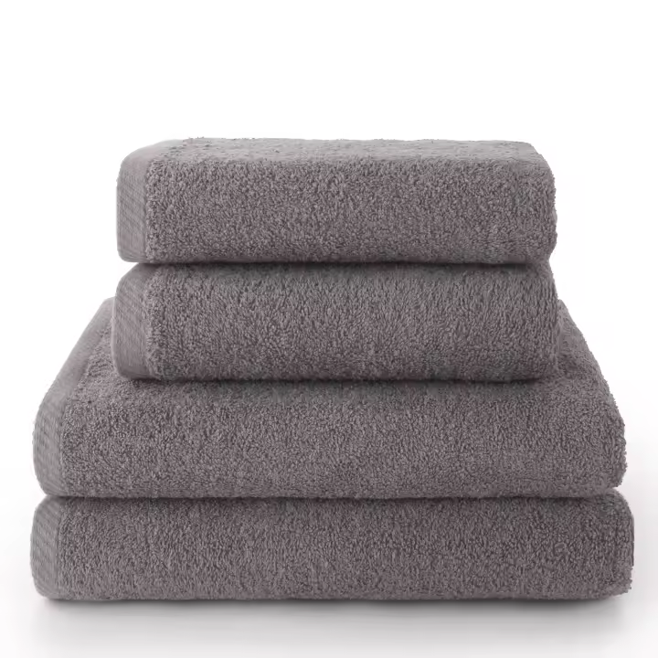 Set 4 Toallas piezas: 2 manos + 2 baño color gris, El mejor textil hogar para tu casa Fijalo - 1