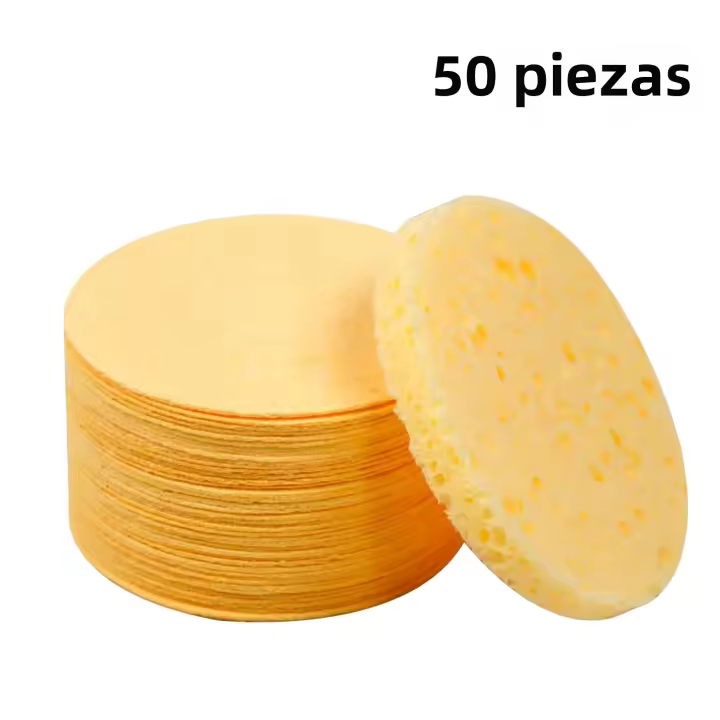 Esponja de maquillaje comprimida, almohadillas de limpieza exfoliantes absorbentes sin látex para el cuidado de la piel, tamaño 6cm, 50-1000 Uds. - 1