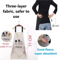 Delantal de Cocina Con 1 bolsos delantales de chef ajustables Delantal profesional para Cocina Casa Restaurante Barbacoa Cocina Jardinería para helbres Mujeres (Negro) - details 3