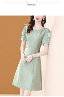 Vestido EVNISI Slim Oficina A-line Verano Mujer Elegante Verde Manga Corta Cuello O Casual Bodycon Fiesta Vestido Fairy - details 6