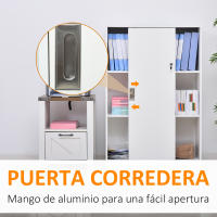HOMCOM Armario de Oficina Práctico con 2 Puertas Correderas Bloqueables y 3 Estantes para Despacho Estudio 80x40x120 cm Blanco - details 1
