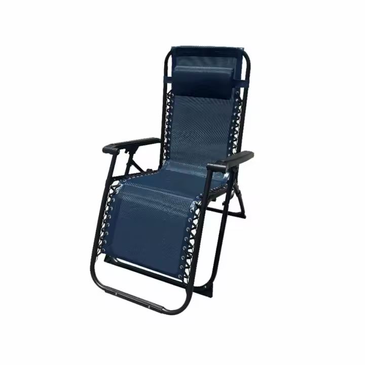 Marbueno Tumbona Plegable Acero Con Cojin Jardin y Piscina 90X66X108 cm Gravedad Cero Azul Oscuro 10011 - 1
