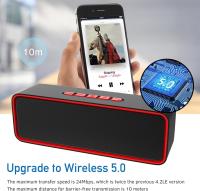 Altavoz Bluetooth portátil, Altavoz inalámbrico Bluetooth 5,0 with Graves Estéreo 3D Hi-Fi, Katería incorporada de 1500 mAh, Tiempo de reproducción 12H (Rojo) - details 2