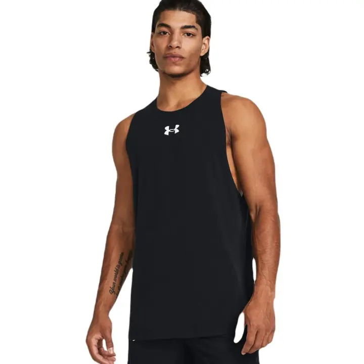 Camiseta Under Armour Baseline Cotton Tank Negro Blanco T Shirt 1361901-005 - 1