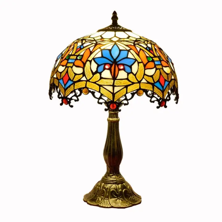 ALPINALUZ Lámpara de mesa inspiración con mosaico floral en cristal-E27 - 1