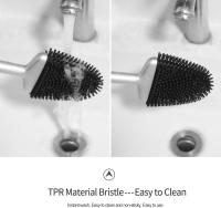 Cepillo de baño, cepillo de baño de silicona con soporte de secado rápido para inodoro de baño (Plata) - details 3