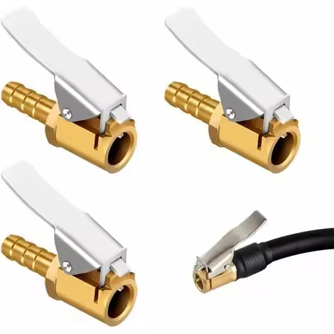 3 piezas de boquilla de inflado de latón, clip de bomba de aire, conector de válvula de inflado, adaptador de válvula de neumático de automóvil, para neumático de automóvil o camión, tipo de púas, 6 mm - 1