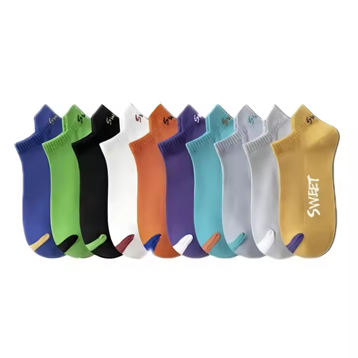 5 Pares De Calcetines De Algodón Para Hombre Verano Respirables Y Transpirables Estilo Calle Moda Y Cómodos Calcetines De Bote - 1