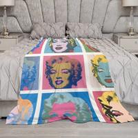 Manta De Tela De Coral Warhol Marilyn Monroe Estampado Para Sofá Cálida Y Pesada Manta De Viaje Impermeable Antipelusa Portátil Para Adultos - details 7