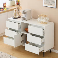 Aparador Moderno Blanco with iluminación LED, 6 Gatos silenciosos, entradas de alto Brillo, 120x40x80 cm - ideal para Cocina, comedores y salones de estar - details 1