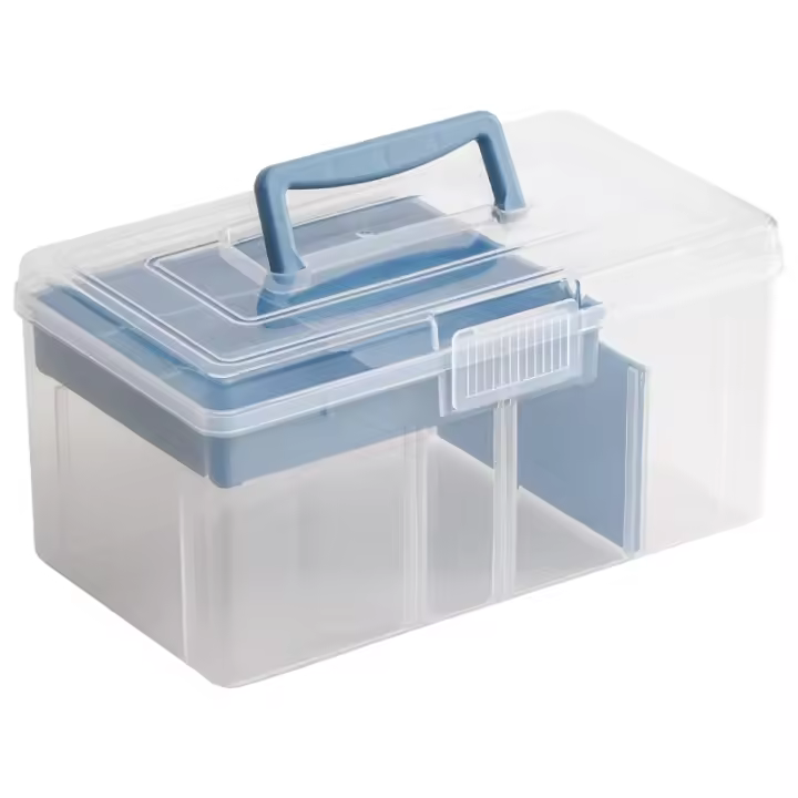 Caja De Almacenamiento Portátil De Doble Capacidad Transparente Multifuncional Para Exteriores Caja De Organización Para DIY Y Costura - 1