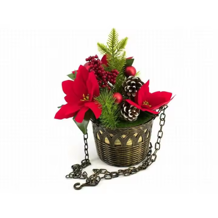 Gerimport Maceta Colgante Poinsetia Decoración Navidad 56 Cm - 1