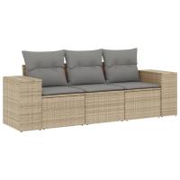 vidaXL Juego de sofás de jardín con cojines 3 pzas ratán PE Negro, Negro y crema, beige and cream Conjunto Terraza Muebles Jardín Exterior Juego de Muebles de jardín Mueble Jardín Exterior Muebles de Salon Exterior - details 0