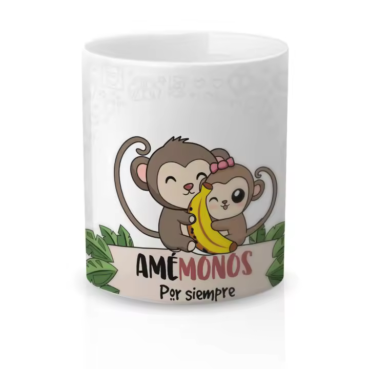 Taza cerámica Regalo Original Amor y Amistad. Resistente 100% al microondas y lavavajillas. Taza con Frase Amémonos por siempre - 1