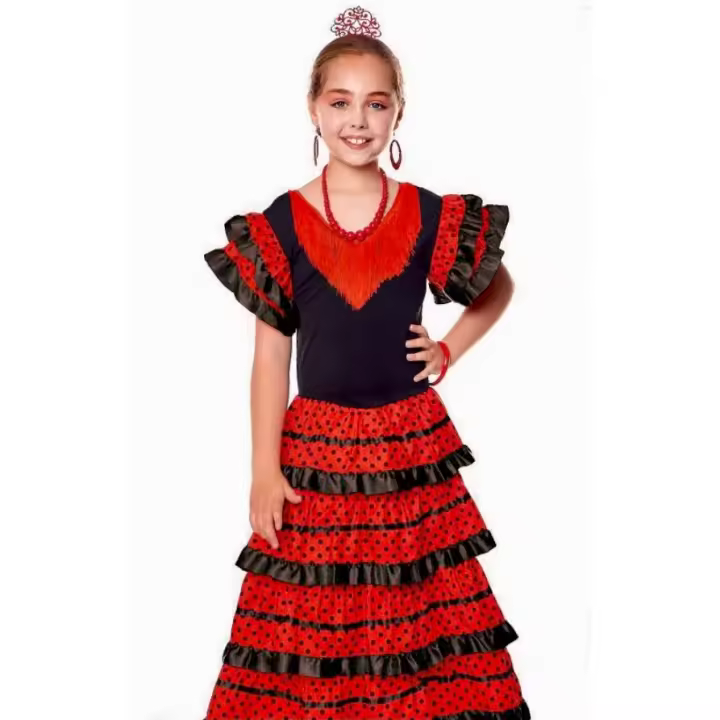 Vestido Sevillanas Niña Mujer, Vestido De Baile Flamenco Español Tradicional Para Niña, Traje Flamenca Feria Abril Sevilla Actuaciones Baile Regalo Navidad - 1