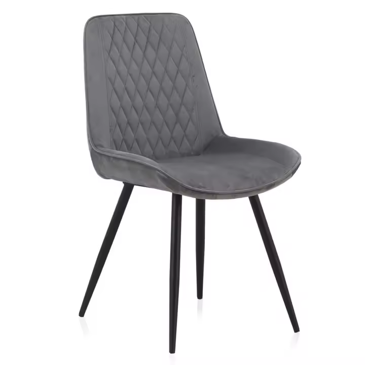 Set 2 Sillas Tapizadas Terciopelo Gris, Patas Metal Negro El mejor complemento para tu hogar. Fijalo - 1