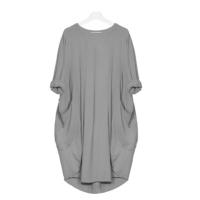Vestido Casual De Verano Para Mujer Talla Grande Color Sólido Olor Multicolor Cuello Redondo Manga Larga Longitud Rodilla - details 10