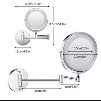 Espejo de baño de brazo plegable montado en la pared con luz LED, aumento de 10X, doble cara, atenuación táctil, Espejos de maquillaje - details 2