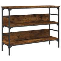 vidaXL Mesa consola madera de ingeniería 100x32x75 cm Negro, Roble Sonoma, Roble ahumado Mesa de sofá Mesa de Entrada para Salón Consola de Entrada Mueble Recibidor Mesita Mesa auxiliar Salon - details 1
