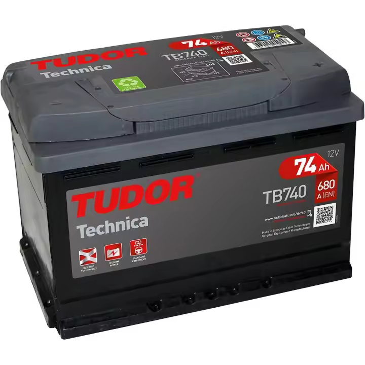Tudor TB740 Batería coche sin mantenimiento. 12V Capacidad 74 Ah - 680 Amp - 1
