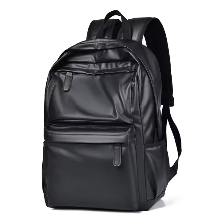 Mochila de cuero para hombres y mujeres, mochila para llevar a mano, bolso para computadora, mochila, bolso de hombro, bolso de hombro, gran capacidad, para viajes de negocios, senderismo, impermeable (negro) - 1