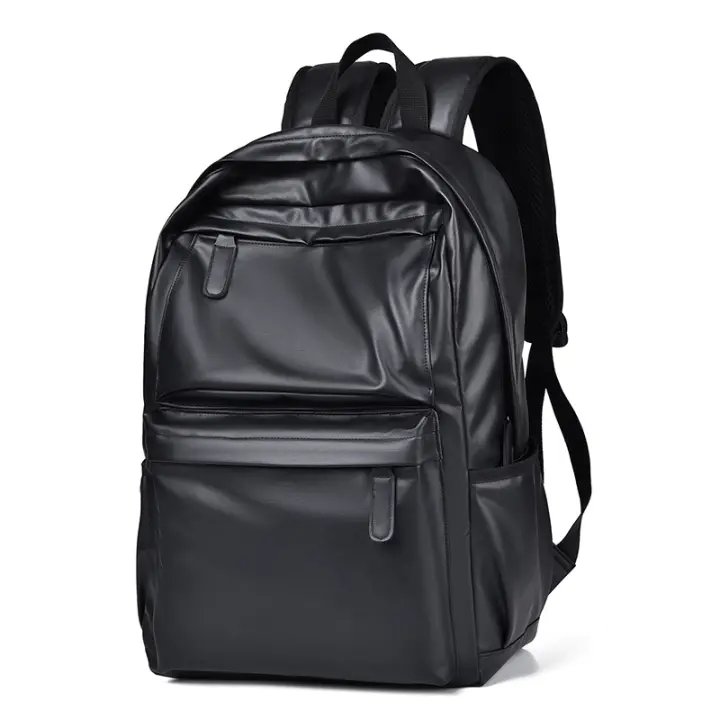 Mochila de cuero para hombres y mujeres, mochila para llevar a mano, bolso para computadora, mochila, bolso de hombro, bolso de hombro, gran capacidad, para viajes de negocios, senderismo, impermeable (negro) - 1