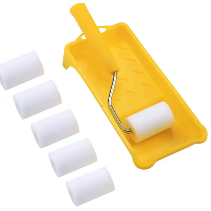 Pequeño Rodillo de Espuma de 6x5 cm, Funda para a Rodillo de Pintura, Marco para Rodillo de Pintura y bandeja Pequeña para Pintura. - 1