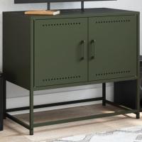 vidaXL Mueble para TV de acero oliva 68,5x39x60,5 cm en color Verde/Amarillo/Rosa y más | almacenamiento funcional diseño moderno para baño dormitorio sala - details 0