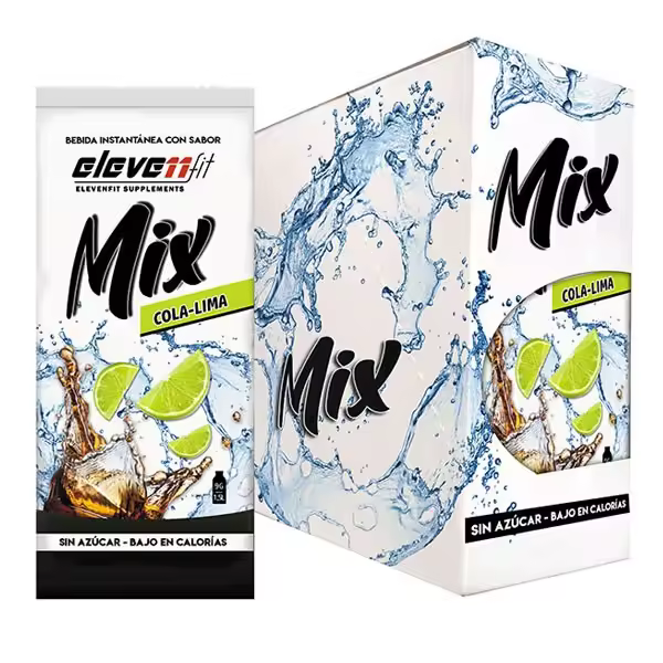 Eleven Fit Mix Instantáneo, Caja de 24 Sobres Sabor Cola-Lima - Prepara 1.5L de Bebida Saludable - Sin Azúcar, Baja en Calorías y Carbohidratos - Ideal para Agua/Leche, Cocinar y Preparar Postres - Mejora tu Dieta - Apto para Adultos y Niños - 1