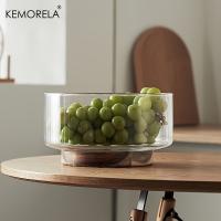Bol De Frutas De Vidrio Creativo Con Base De Madera Para Ensalada Snacks Popcorn Nueces Contenedor De Almacenamiento Para Hogar Navidad - details 8