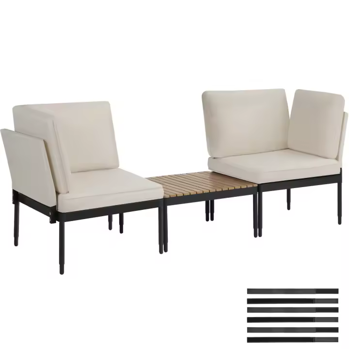 Tectake - Conjunto de jardín MAGALUF, función 5 en 1, estructura de aluminio, Conjunto de salón de jardín multifuncional con 5 opciones de configuración diferentes, Estructuras de aluminio ligeras, estables y resistentes a la intemperie, Mesa de centro - 1