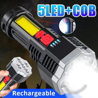 Linterna LED Recargable De Alta Potencia Con 5 Núcleos Luz Secundaria COB 4 Modos Impermeable Para Camping Y Aventuras Al Aire Libre - details 1