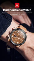 Reloj De Cuarzo Para Hombre OLEVS Con Fase Lunar Calendario Óptimo Resistente Al Agua Y Luz Piel Marrón Correa De Cuero Reloj De Mano Para Hombres - details 14