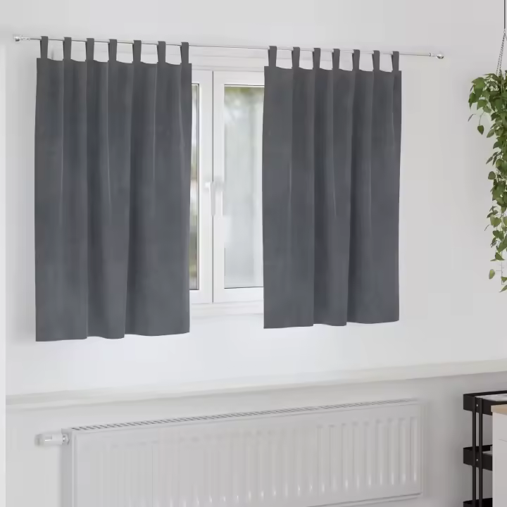 Cortinas Blackout de vidaXL con lazos de suspensión 2 pcs de terciopelo gris claro - 1
