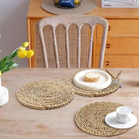 4pcs Tapetes De Lugar Redondos Tejidos De Rotura 30cm Naturales Resistentes Al Calor Hechos a Mano Para Mesa De Comedor Estilo Japonés - details 8