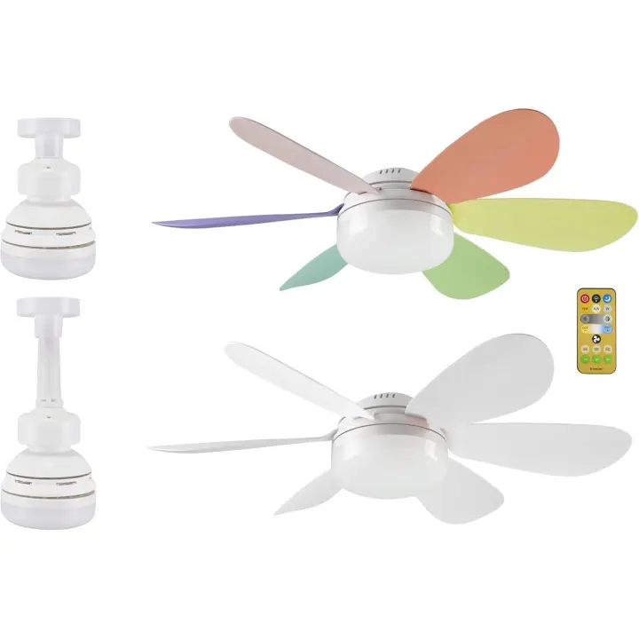 ZC Ventilador de Techo, 40W, Iluminación y Ventilación con Diseño Intercambiable, 2 Juegos de Aspas, 3 Velocidades, Mando a Distancia y Lámpara de Ahorro de Energía [Clase de eficiencia energética A] - 1