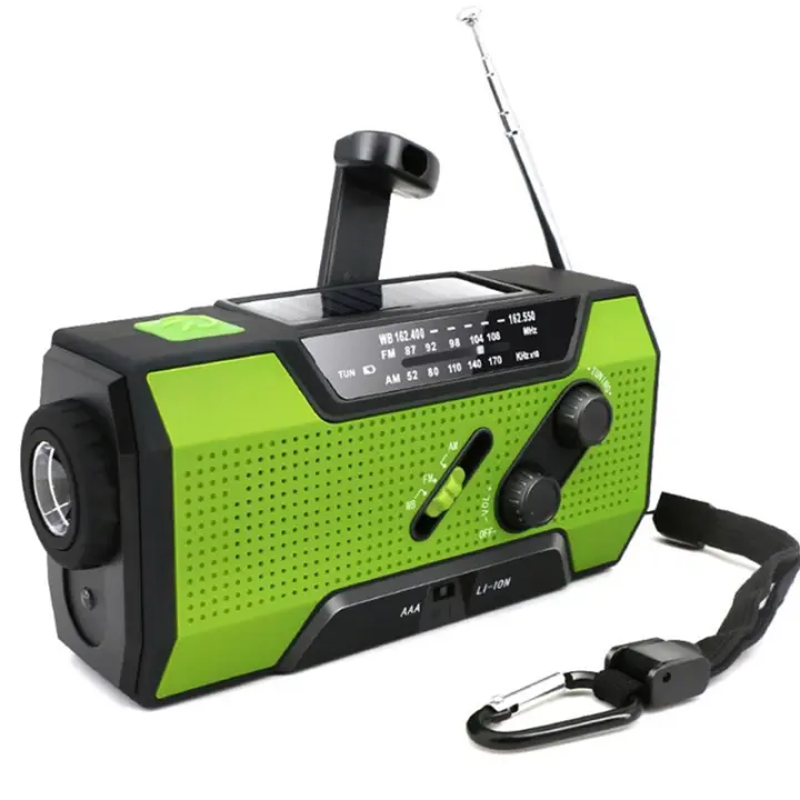 Radio portátil Power Bank Radio Meteorológica de emergencia with NOAA/AM/FM USB/solar/manivela de carga Alarma SOS y linterna, Radio Meteorológica de emergencia - 1