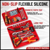 EasySpeed Bandejas de Silicona Antideslizante Pack 2 Unidades para Taller Bricolaje, Organizador de Herramientas Taller con Compartimentos para Puntas Destornillador y Llaves de vaso,, Antiestático Flexible, Bandeja Metálica Imantada, Ideal Bricolaje - details 7