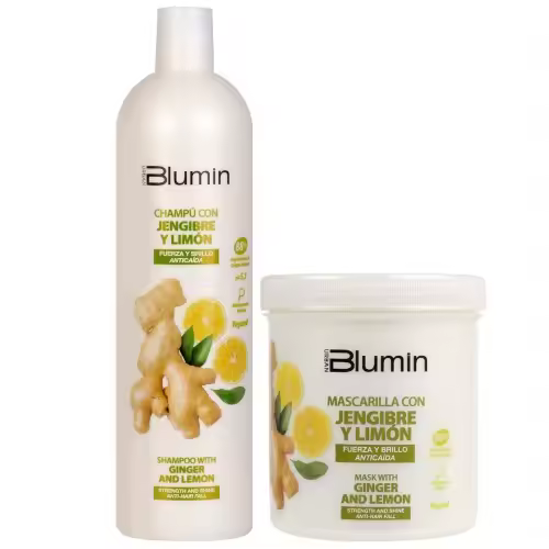 Tahe Pack Blumin Jengibre y Limón / Champú 1000 ml + Mascarilla 700 ml / Fuerza y brillo. - 1