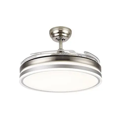 FABRILAMP Ventilador de Techo Bayomo 72W 7200lm Níquel 3 Aspas - Iluminación LED Integrada - Control Remoto Incluido - 1
