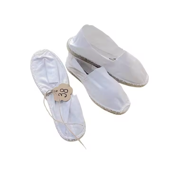 Lote de 36 pares de Alpargatas esparteñas mujer para bodas en color blanco regalos para invitadas de boda suela de goma y yute - regalo de cuerda rústica y tarjetas Kraft para poner las tallas regalos para invitadas de bodas - 1