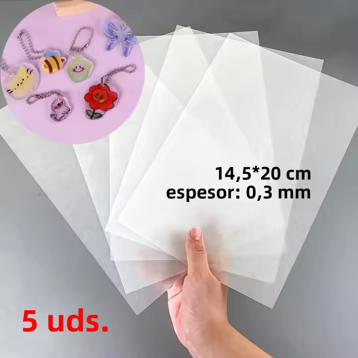 5Pcs Hojas De Plástico Para Contraer a Calor Fun Film Térmico Translúcido Blanco Para Arte DIY Tamaño 14.5x20cm - 1