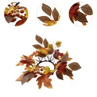 Corona De Vela De Hojas De Arce Para Puerta Delantero Adorno De Navidad Para Fiesta De Acción De Gracias Y Hogar Decoración De Otoño - details 4