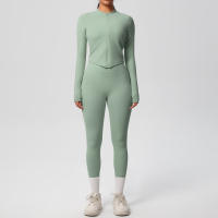 SSITO Traje de Yoga de 2 UDS., Conjunto Deportivo de Gimnasio para Mujer, chándales para correr con Cremallera, ropa Deportiva de entrenamiento, Camisa Deportiva Larga de manga, ropa de Yoga - details 17