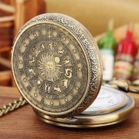 Reloj De Bolsillo Vintage Bronce Con Patrón De Tarot Colgante De Constelación Suerte Sol Luna Para Niños Y Adultos - details 2