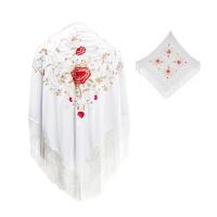 Mantón de Manilla de Flamenco para Mujer, Mantón Cuadrado Bordado en Flores para Baile Flamenco Español, 110x110cm - details 2