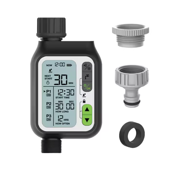 Temporizador de agua automático, temporizador de riego para jardín, Control Manual, Sensor de lluvia resistente al agua y 3 programas de riego separados - 1