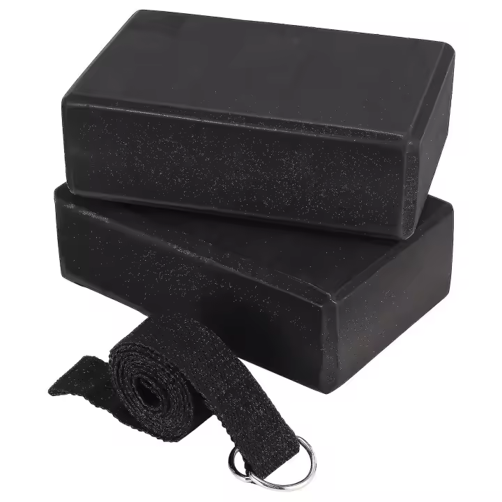 Bloque de yoga y correa de yoga espuma suave no breve bloques de yoga universal estiramiento y entrenamientos blac - 1