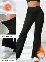 Leggings De Veludo Térmico Para Otoño E Invierno Con Cintura Alta Y Levantamiento De Caderas Pantalones De Yoga De Invierno Flared Y Anchos - details 2