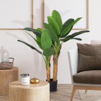 HOMCOM Bananera Artificial Ø17x120 cm Planta Artificial con Maceta y 15 Hojas Planta Artificial Decorativa para Interior Verde - details 1